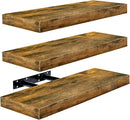 Sorbus Floating Shelves for Wall, Bathroom Shelves Wall Mounted for Kitchen, Bedroom, Bathroom Storage Over Toilet, Hanging Book Shelf for Wall Home Decor Living Room (Rustic Brown, 3 Pack) by CozyNest Decor