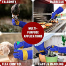 HANDLANDY Animal Handling Gloves, Falconry Cat Glove Bite Proof, Thorn Proof Rose Pruning Gardening Gauntlets (Royal blue, 14 Inches) by GreenHaven Gardens