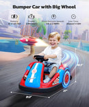 ELEMARA Bumper Cars for Kids with Big Wheels, 2.2 Mph, 12v Electric Ride On Toys with Remote Control, 360 Degree-Spin Bumper Car for Toddlers with DIY Stickers, Bluetooth, Music, LED Light, Red by TinyTreasures Baby Boutique