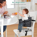 Booster Seat for Dining Table: Portable Toddler Booster Chair with Safety Buckle and Height Adjustable, Foldable Baby Feeding Chair, Kids High Chair Booster Seat for Kitchen Home Travel - Black by TinyTreasures Baby Boutique