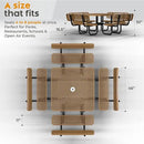 Metal Picnic Tables for Outdoors with Umbrella Hole - Coated Steel Heavy Duty Commercial Grade Table with Adjustable Seats (Brown, 46 in, Square with Back, Expanded Steel) by GreenHaven Gardens