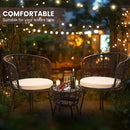 Kromax 3 Piece Bistro Set, Modern Outdoor Wicker Patio Furniture with Tempered Glass Table Top and 2 Chairs, Washable Cushions, Brown Rattan and Begie Cushion by CozyNest Decor