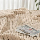 Esterra Chunky Knit Blanket Throw 50"x60", 100% Hand Knitted Chenille Throw Blanket, Cozy Soft Thick Cable Knit Throw Large Rope Knot Crochet Throw Blanket for Sofa Couch Bed, Sandshell/Oatmeal by CozyNest Decor