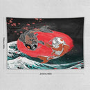 Houselerax Koi Fish Tapestries,Japanese Style Yin Yang Big Wave Cherry Blossoms Tapestry Wall Hanging for Bedroom Living Room Office Decor 90"x60" by CozyNest Decor