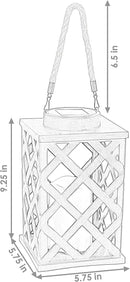 Sunnydaze Modern Crosshatch 9-Inch Solar LED Decorative Candle Lantern - Tabletop/Hanging Light - Set of 2 - White by GreenHaven Gardens