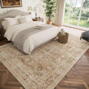 Washable 8x10 Area Rugs for Living Room, Boho Non-Slip Silicone Backing Rugs for Bedroom Dining Room Nursery Office, 0.3" Neutral Oriental Throw Carpet with 0.16" Cushioning Pad, Brown/Multi by TinyTreasures Baby Boutique