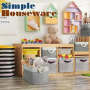 SIMPLE HOUSEWARE Large Fabric Storage Bin, 15" x 11" with Leather Like Handles, 3 Pack, Gray by CozyNest Decor