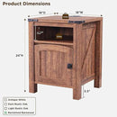 OKD Farmhouse Nightstand with Charging Station, 18" Rustic End Table with Adjustable Storage Shelf, Wood Rustic Wood Sofa Side Table for Bedroom by CozyNest Decor