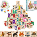 QUOKKA Montessori Wooden Blocks for Toddlers 1-3 - 35 Realistic ABC Learning Baby Blocks for Kids 3-5 Year Olds - Stacking Alphabet Wood Toys for 2-4 yo - Learn Letters Numbers by TinyTreasures Baby Boutique