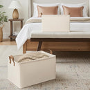 StorageWorks Storage Bins, Shelves Baskets for Organizing, 45L Extra Large Fabric Closet Organizers with Handles, Metal Frame, Beige（Cotton-linen）, 2-Pack by CozyNest Decor