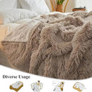 XeGe Luxury Faux Fur Throw, Soft 50x60 Fluffy Blanket, Shaggy Plush Decorative Couch Blanket, Winter Fall Cute Fuzzy Furry Lap Throw for Office Bedroom Living Room Khaki by CozyNest Decor