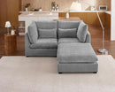 Oversized Modular Sofa, Extra Deep Cloud Chenille Sectional Couch with Ottoman Chaise, Fluffy Chenille Loveseat L Sofa for Living Room, Villa (Loveseat+Ottoman, Chenille Grey) by CozyNest Decor