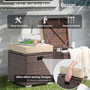 Patiorama 2 Piece Outdoor Patio Ottomans, All-Weather Brown PE Rattan Wicker Ottoman with Storage, Outdoor Footrest Footstool Seat w/Thick Cushion, Built-in Handle for Backyard Poolside Porch (Beige) by CozyNest Decor