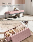 SONGMICS Velvet Storage Ottoman Bench, Foot Rest with Legs, 15.7 x 43 x 15.7 Inches, End of Bed Bench, Storage Chest, Load up to 660 lb, for Living Room, Bedroom, Entryway, Jelly Pink ULSF089R01 by CozyNest Decor