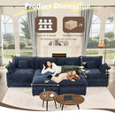 142.5" U Shaped Couch, Modular Sectional Sofa, 3-Seater Comfy Cloud Couch with Movable Ottoman, Deep Seat Couches for Living Room, Chenille, Navy by CozyNest Decor
