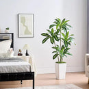 Artificial Dracaena Tree Artificial Silk Tree Faux Tree Fake Tropical Yucca Floor Plant with White Tall Planter (1, White Tall Planter, 5FT) by CozyNest Decor