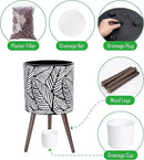 D'vine Dev 14 Inch Planter Pot with Stand, Mid-Century Tall Plant Pot with Legs for Indoor Plants, X-Large, White/Grey, 88-L-D-7 by GreenHaven Gardens