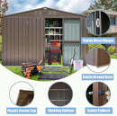 Domi Backyard Storage Shed 8.2’ x 6.2’ with Galvanized Steel Frame,Outdoor Garden Shed Metal Utility Tool Storage Room with Latches and Lockable Door for Balcony Lawn Poolside (Dark Brown) by GreenHaven Gardens