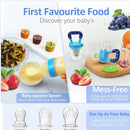 WAJIAYON Baby Fruit Feeder Pacifier - 6 Pack | 2 Infant Food Pacifier & 2 Baby Food Dispensing Spoon | Fresh Fruit Teethers for Babies | Silicone Feeder Babies,Infant Teething Feeders (Blue) by TinyTreasures Baby Boutique