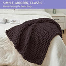 Bigacogo Chunky Knit Throw Blanket for Couch, 40x40 inches, 100% Hand Knitted with Thick Jumbo Chenille Yarn, Cozy Soft Large Rope Knot Cable Crochet Blankets for Sofa Bed Living Room, Chocolate by CozyNest Decor