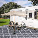 GAOMON Outdoor Rug for Patio 5'x8' Reversible Plastic Rugs Camping Mat for Outdoor, RV, Backyard, Deck, Balcony, Picnic, Beach, Grey/White(Geometric) by CozyNest Decor