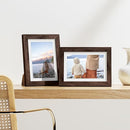 Vittanly 5x7 Picture Frames Set of 9, Shatter Resistant Plexiglass, Display 4x6 Pictures with Mat or 5x7 without Mat, Photo Frames for Wall or Tabletop, Engineered Wood, Walnut by CozyNest Decor