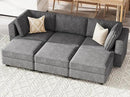 Belffin Terry Fabric Modular Sectional Sleeper Sofa Bed with Storage Convertible Sectional Couches for Living Room 6 Seaters Dark Grey Modular Sofa by CozyNest Decor