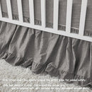 Brandream Baby Crib Bedding Set for Girls Boys Gender Neutral Boho Bohemian Farmhouse Chic Ruffle 6-Piece Nursery Bedding Set - 100% Washed Cotton Gray Grey by TinyTreasures Baby Boutique