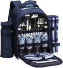 Apollo walker Picnic Backpack Set for 4 with Cooler Compartment,Detachable Bottle/Wine Holder Including Large Picnic Blanket(45"x 53") for Picnic Family and Lovers Gifts,Outdoor,BBQ Time (Blue) by GreenHaven Gardens