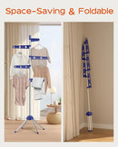 Clothes Drying Rack Foldable, 70.9 inch Tripod Drying Rack for 35 Pieces of Clothes, with Height-Adjustable Rotatable Clothes Rails, Space Saving, Stainless Steel, Blue and Silver CDR005Q01 by TinyTreasures Baby Boutique