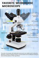 40X-5000X Compound trinocular Microscopes trinocular for Adults, with 5.0 mp Camera with Microscope Slides 30p, Microscope Accessories, Microscopes for School Laboratory Home Education Abbe Condenser by TinyTreasures Baby Boutique