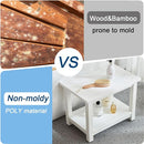 Heavy Duty Shower Bench for Inside Shower, White Poly Bathroom Stool for Shaving Legs or Spa Bath Seat, Waterproof Plastic Bathroom Chair Seat with Adjustable Feet, Non-Slip by TinyTreasures Baby Boutique
