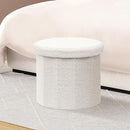 B FSOBEIIALEO Storage Ottoman Cube, Round Ottomans with Storage Foot Stool Footrest for Lving Room, Boucle Ottoman Seat for Dorm Room,Faux Teddy Fur, Cream White 15"x15"x15" by CozyNest Decor