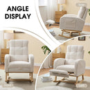 NIOIIKIT Nursery Rocking Chair, Corduroy Upholstered Rocking Chair with Adjustable Footrest, Tufted Rocker Chair with Side Pocket, Glider Rocker for Living Room, Bedroom (Cream Retro) by TinyTreasures Baby Boutique
