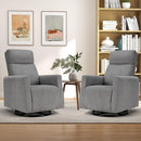 CANMOV Swivel Rocker Chair Set of 2, Swivel Accent Chair with High Back and Arms, Corduroy Glider Chair for Living Room Bedroom Nursery, Grey by TinyTreasures Baby Boutique