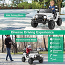 Costzon 12V Kids Ride on Truck Car, Electric Vehicle w/Remote Control, Threaded Wheels, 3 Speeds, LED Lights, Music, Horn & Wireless Connection, Battery Powered Ride on Toy for Boys & Girls 3+ (White) by TinyTreasures Baby Boutique
