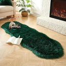 AMTOVO Faux Sheepskin Rug, Dark Green Ultra Soft Fluffy Shag Area Rug, 2 x 6 ft Faux Fur Rug for Bedroom Sofa Throw Cushion Room Decor, Sheepskin by CozyNest Decor