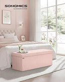 SONGMICS MAZIE Collection - Storage Ottoman Bench, Foldable Foot Rest, 15 x 43 x 15 Inches, End of Bed Bench, Storage Chest, Load 660 lb, Living Room, Bedroom, Entryway, Jelly Pink ULSF604R01 by CozyNest Decor