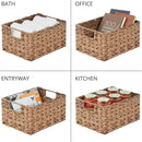 mDesign Woven Farmhouse Kitchen Pantry Food Storage Organizer Basket Bin Box - Container Organization for Cabinets, Cupboards, Shelves, Countertops - Store Potatoes, Onions, Fruit, 3 Pack, Brown Ombre by CozyNest Decor
