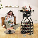 IBUYKE Wine Rack Freestanding Floor,Wine Storage 15 Bottles Bottle Rack with Glass Holders, Mini Bar Wine Cabinet with Storage Drawer for Home Bar Kitchen Dining Room,Black,UTMJ908B by CozyNest Decor