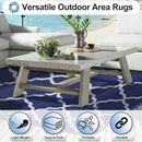 OutdoorLines Outdoor Plastic Area Rugs for Patio 5x8 ft - Reversible Outside Carpet, Stain & UV Resistant RV Mats, Straw Rug for Camping, Deck Garden, Porch and Balcony, Moroccan Navy & Light Grey by GreenHaven Gardens