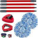 Spin Mop Head,Mop Handle,Base,Brush Compatible with Ocedar RinseClean 2 Tank Spin Mop System,2 Microfiber Spin Mops Replacement Head,4 Section Iron Mop Handle 30-58",Base and Scrub Brush Combo Set by CozyNest Decor