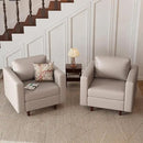 Faux Leather Oversized Accent Chair with Storage Deep Seat Single Sofa Large Reading Armchair for Living Room Bedroom Office Whitesand by CozyNest Decor