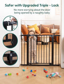 Babelio 29-43" Magnetic Baby Gate for Stairs,Doorways House,Kitchen,30" Tall Pet Barrier with Baffles,Pressure Mounted & Dual-Lock Design Safety for Kids Toddler,Auto-Close/Hold-Open,Black by TinyTreasures Baby Boutique