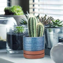 6 Inch Plant Pots, Ceramic Planter Pot with Drainage Hole & Saucer, Indoor/Outdoor Cylinder Round Planter Pot, Aqua Blue & Terracotta Red by CozyNest Decor