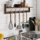 BAMEOS Wall Mounted Coat Rack with Adjustable Easy Install, Rust Proof, Brown Wooden Material, 28.9 Inch Length by CozyNest Decor
