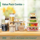 Urban Green Glass Storage Container Bamboo Lids, Glass Airtight Canisters sets, Food Jars, Pantry Organization and Storage Containers, Spice Jars, Flour Canisters of 6 by CozyNest Decor