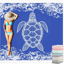 Oversized Turkish Beach Towel Blanket Cotton Giant XL Sandproof Towels Huge Linen XXL Extra Large Big Throw Quilt Blankets for Adults Blue Turtle by TinyTreasures Baby Boutique