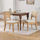 Westice Rattan Dining Chairs Set of 2, Farmhouse Natural Dining Room Chairs with Upholstered Cushion, Wood Armless Chairs for Kitchen/Restaurant by CozyNest Decor