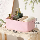 Small Storage Baskets for Organizing | Closet Organizer Bins | Shelf Toy Basket | Woven Rope Baskets | Cube Decorative Box | Shallow Basket | 13x8.5x5.1” | 3 Packs Pink by GreenHaven Gardens